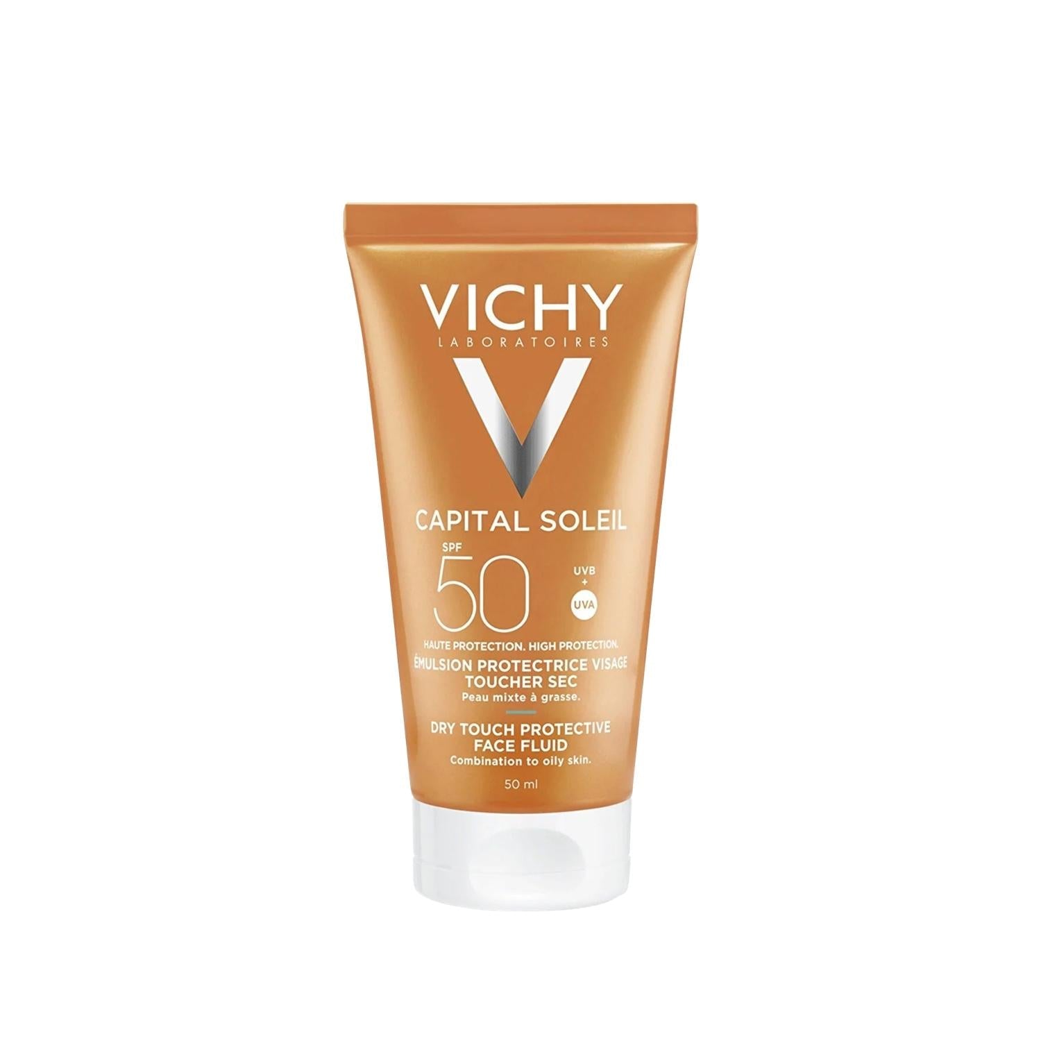Vichy Capital Soleil Dry Touch Fluid Spf 50 Anti-Aging Sunscreen Fluid for Daily Sun Protection - 50 ml