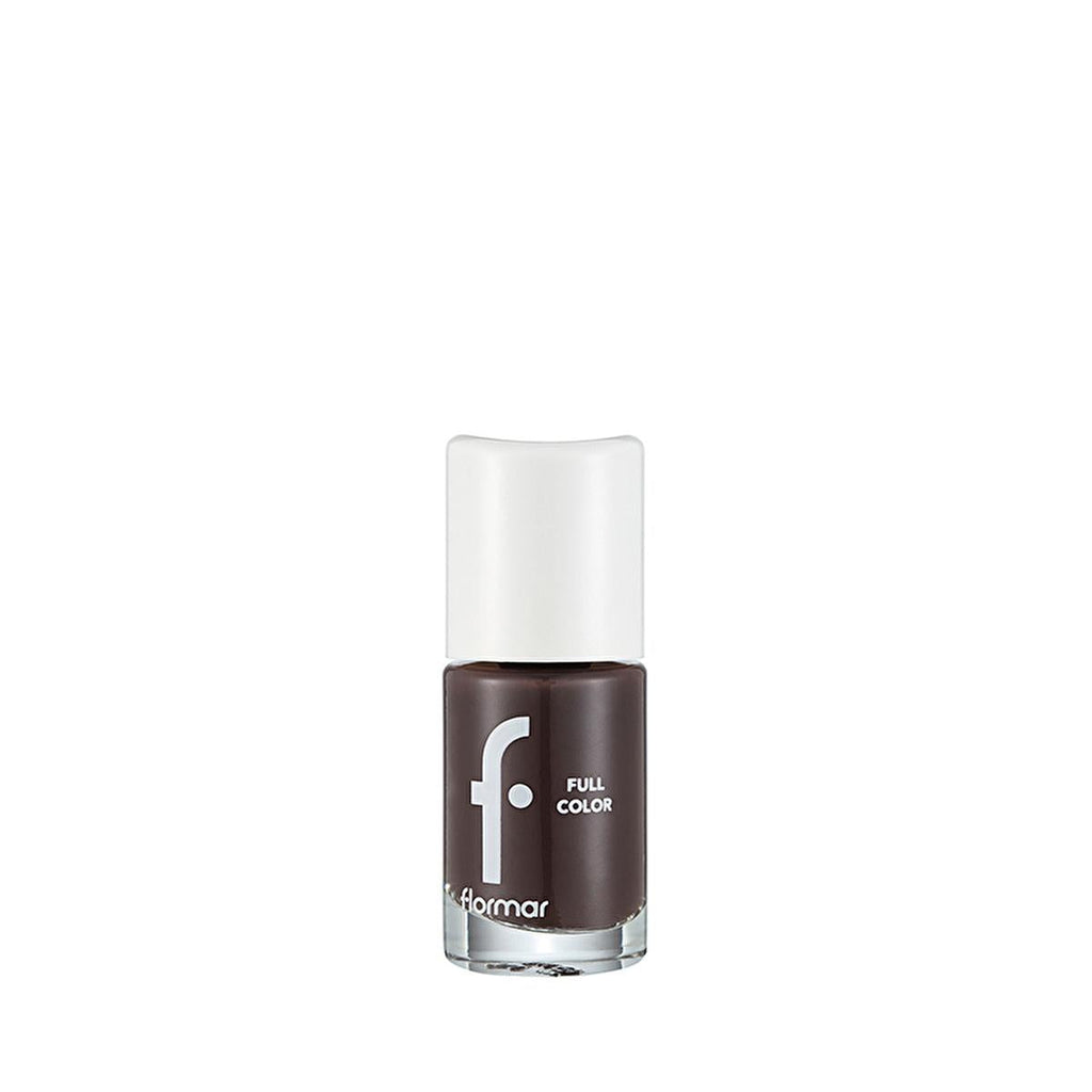 Flormar Full Color Tropic Brown Nail Polish: Extra Pigmented, Long Lasting, Glossy Finish for Vibrant Manicures