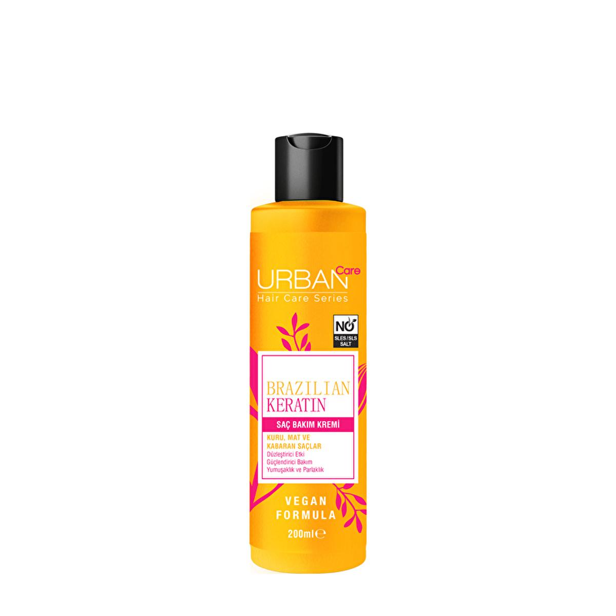 Urban Care Brazilian Keratin Hair Care Cream - Vegan, SLS Free, Dermatologically Tested - 6.76 fl oz