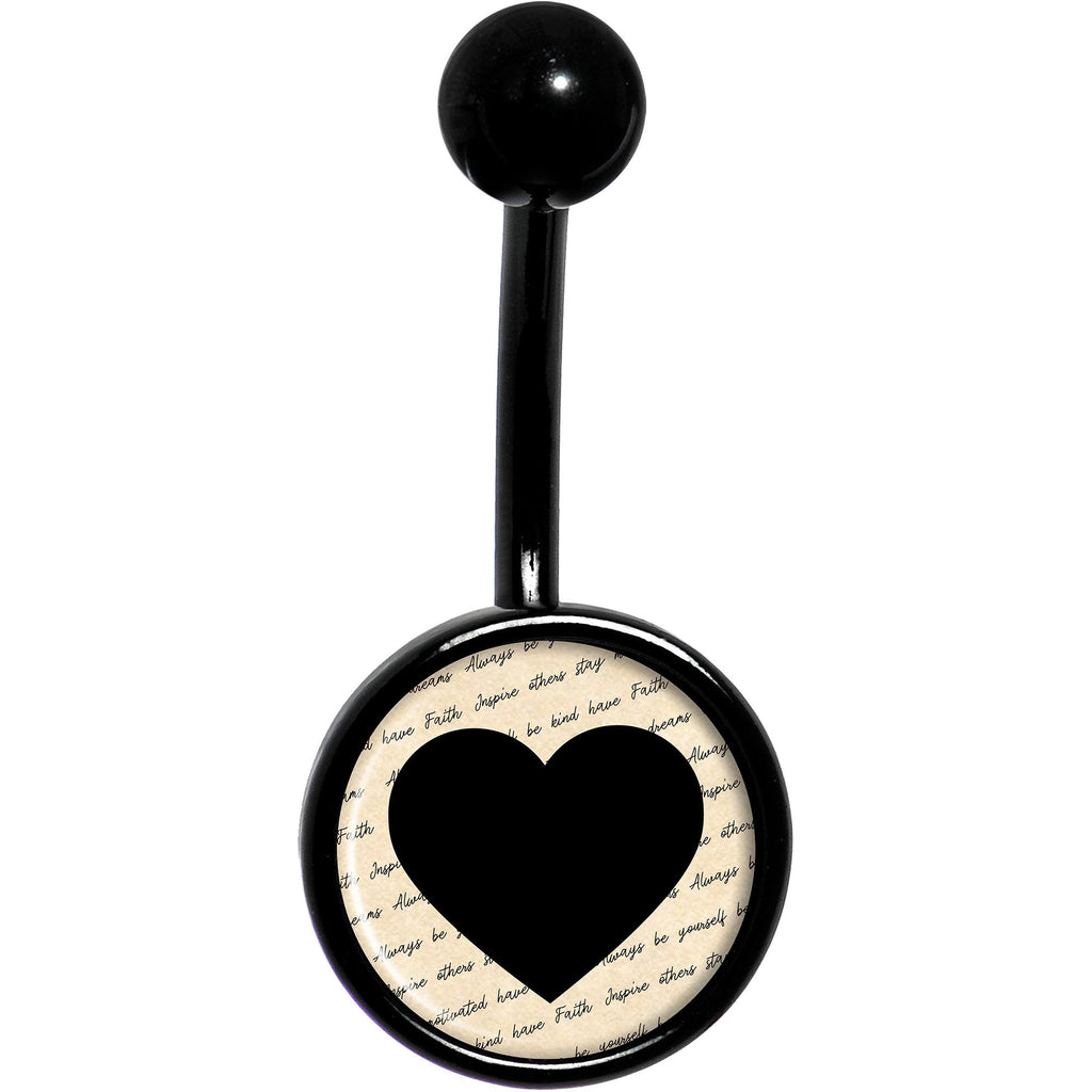 BodyCandy Love Letter Black Heart Black Belly Ring — detail and construction
