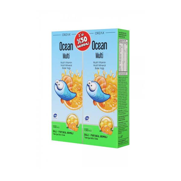 Ocean Multi Vitamin Syrup for Kids and Adults - Honey & Orange Flavored Dietary Supplement with Omega-3