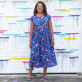 Princess Awesome & Boy Wonder Adult "Oceans Aglow" Marine Life Cap Sleeve Maxi Dress With Pockets — main product shot