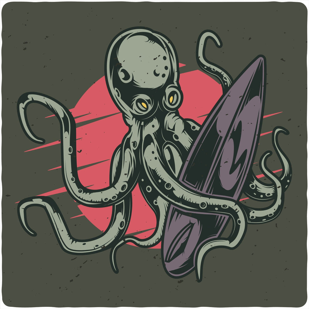 Spun Bamboo Octopus Men's Bamboo Viscose/Organic Cotton Short Sleeve Graphic T-Shirt — detail close-up
