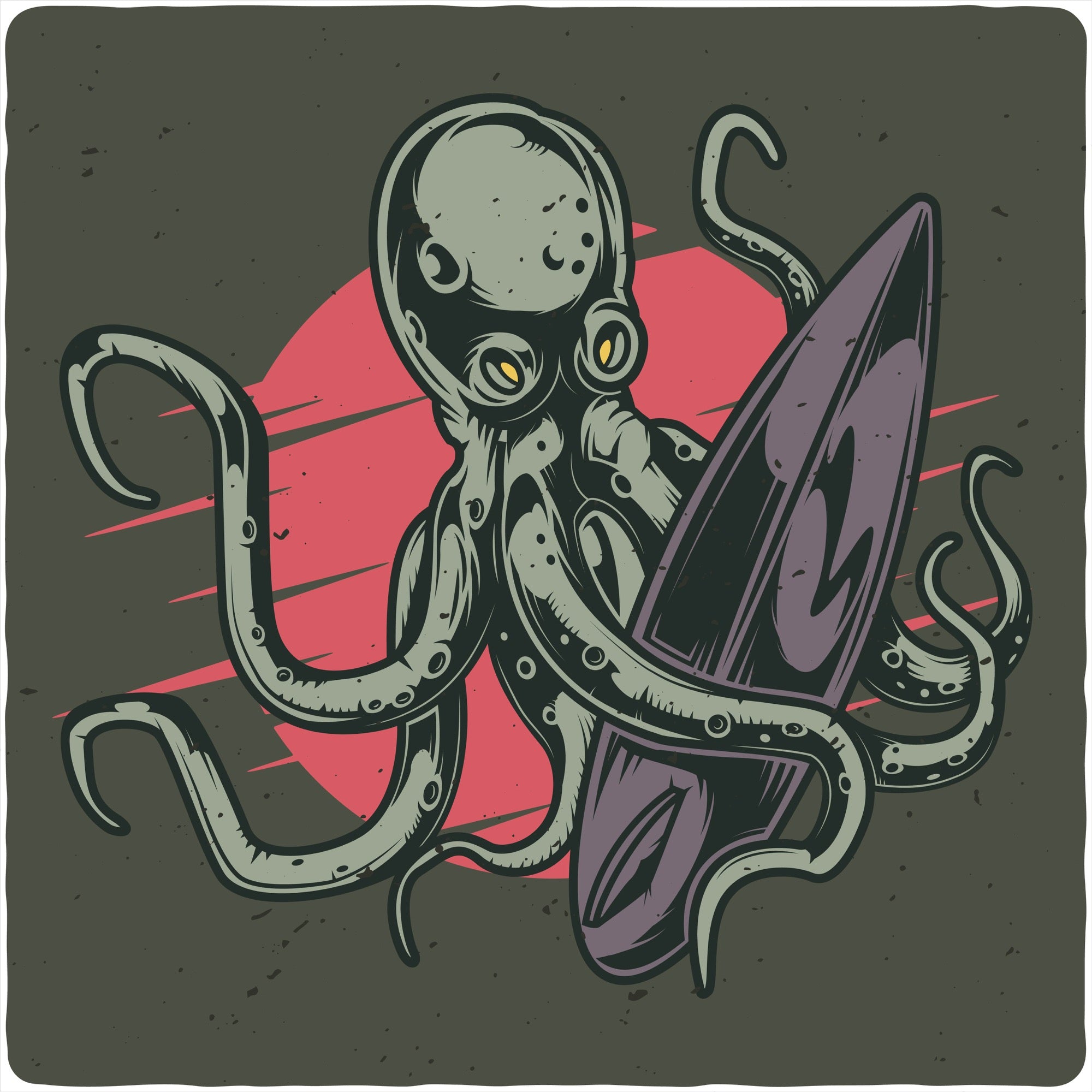 Spun Bamboo Octopus Men's Bamboo Viscose/Organic Cotton Short Sleeve Graphic T-Shirt — detail close-up