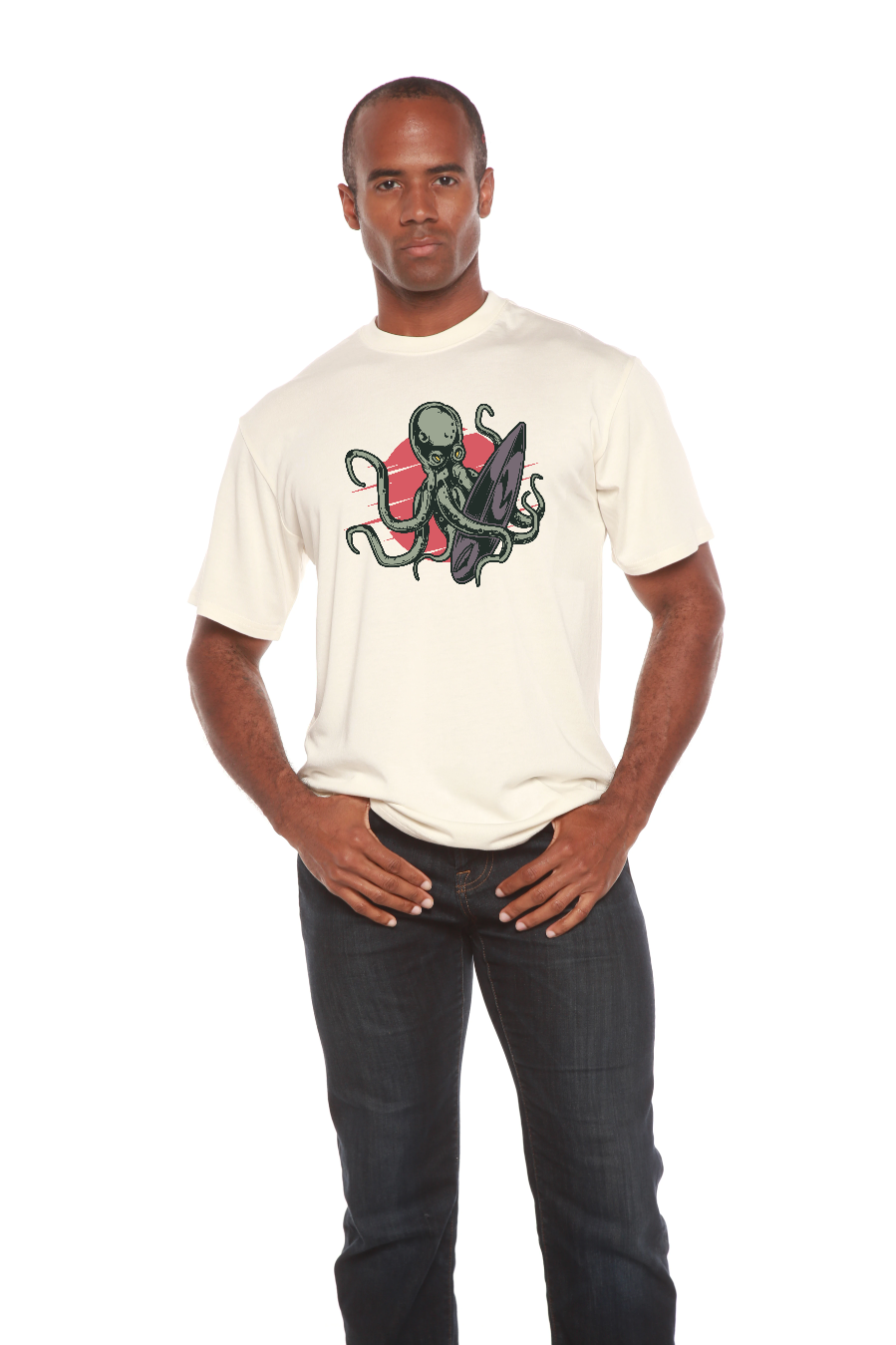 Spun Bamboo Octopus Men's Bamboo Viscose/Organic Cotton Short Sleeve Graphic T-Shirt — color detail