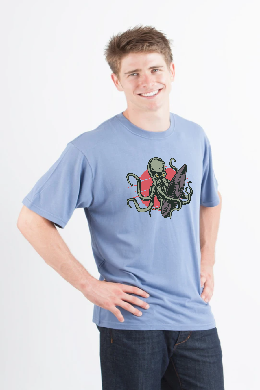 Spun Bamboo Octopus Men's Bamboo Viscose/Organic Cotton Short Sleeve Graphic T-Shirt — product on model