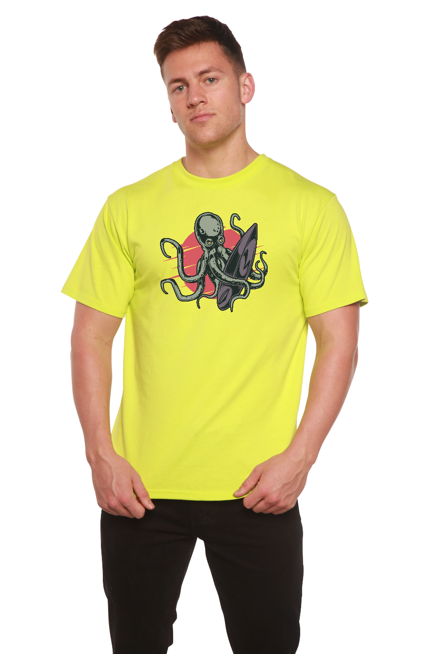 Spun Bamboo Octopus Men's Bamboo Viscose/Organic Cotton Short Sleeve Graphic T-Shirt — packaging
