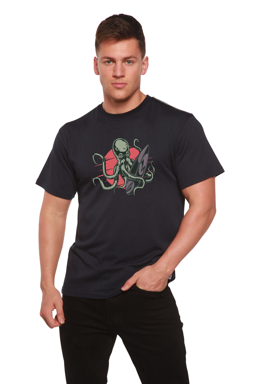 Spun Bamboo Octopus Men's Bamboo Viscose/Organic Cotton Short Sleeve Graphic T-Shirt — size reference