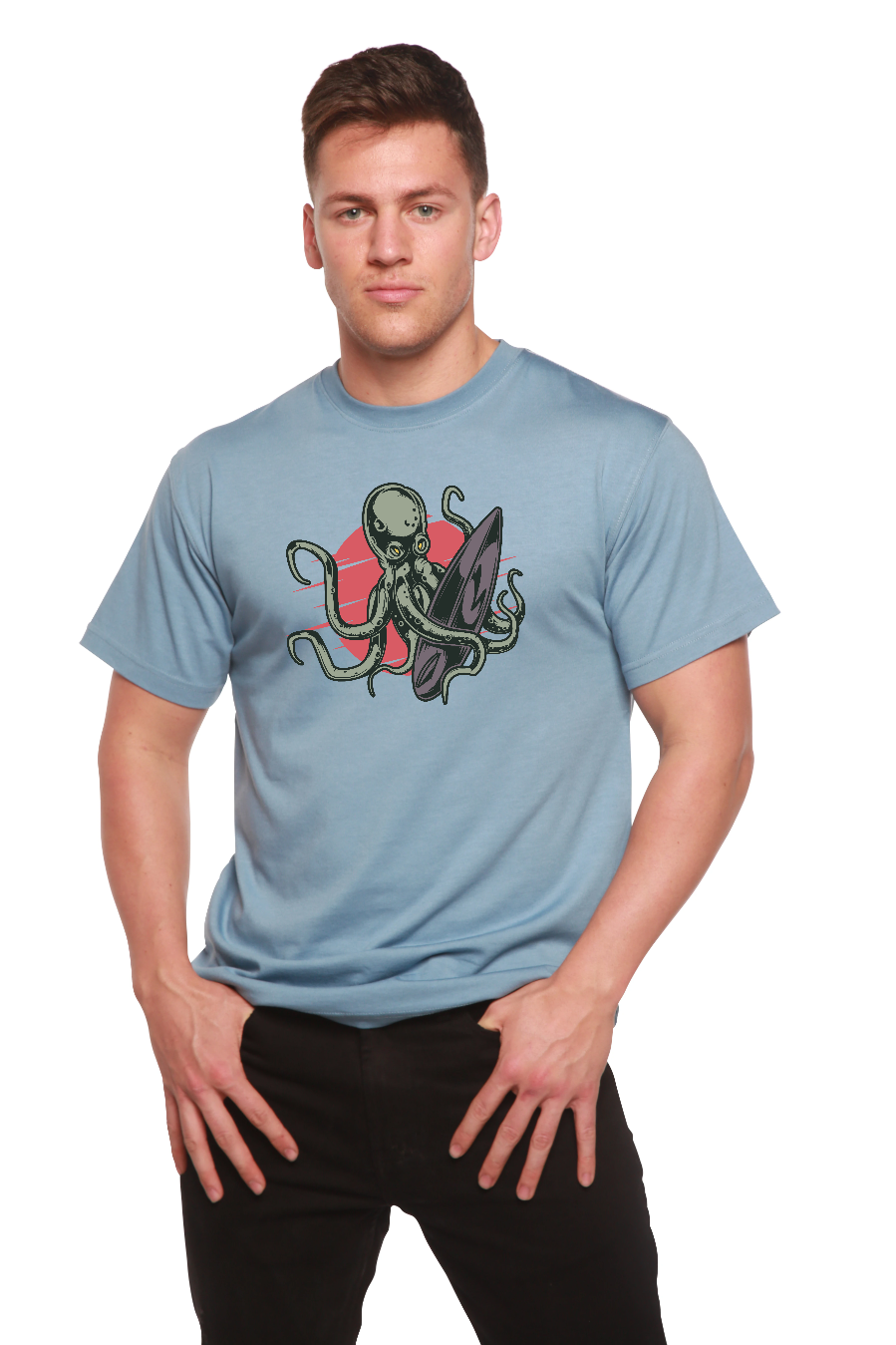 Spun Bamboo Octopus Men's Bamboo Viscose/Organic Cotton Short Sleeve Graphic T-Shirt — in-use photo