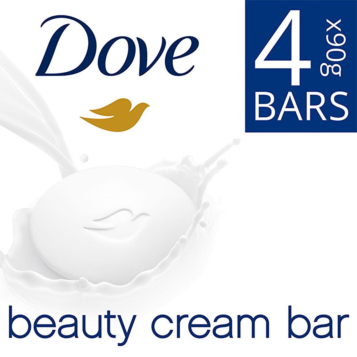 Dove Moisturizing Beauty Cream Bar Soap - Sulfate-Free, Gentle Cleanser for Sensitive Skin, 4 x 90g