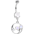 BodyCandy White Faux Opal Tie It In a Bow Dangle Belly Ring — main product shot