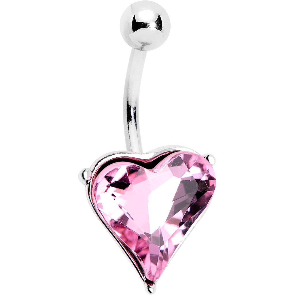 BodyCandy Pink Gem Huge Heart Belly Ring — main product shot