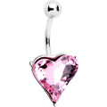 BodyCandy Pink Gem Huge Heart Belly Ring — main product shot