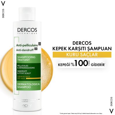 Vichy Dercos Anti-Dandruff Shampoo for Dry Hair - Salicylic Acid, Paraben-Free - Soothes Itching Scalp & Eliminates Flakes