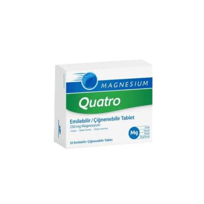 Quatro Magnesium Quatro 32 Chewable Tablets - Magnesium for Dietary Needs, Relieves Deficiency, Easy to Consume