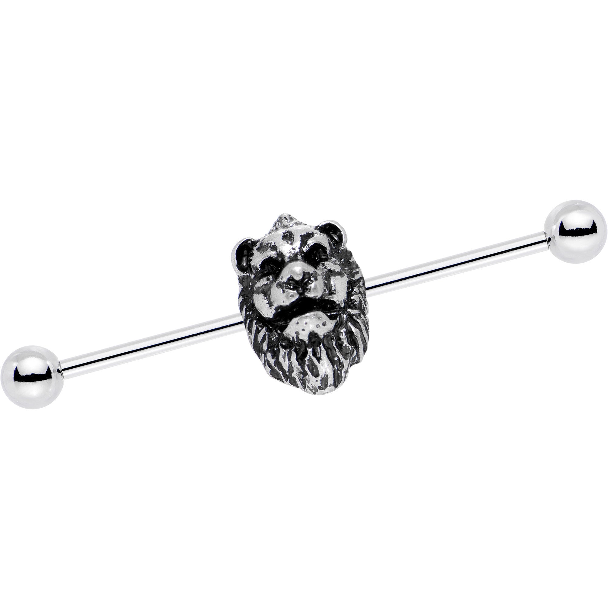 BodyCandy 14G Fearsome Roaring Lion Charm Industrial Barbell 38mm — main product shot