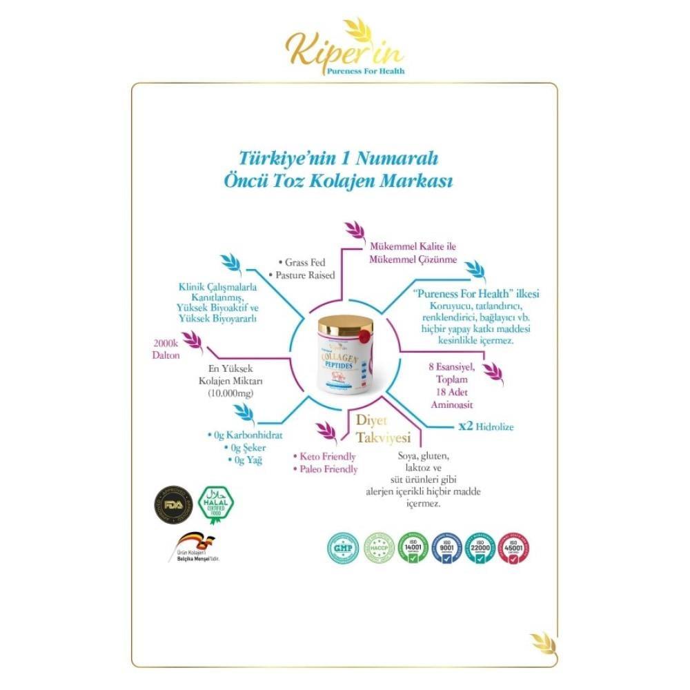 Kiperin Collagen Peptides 50-Day Supply - 500g Collagen Supplement for Skin Health & Anti-Aging