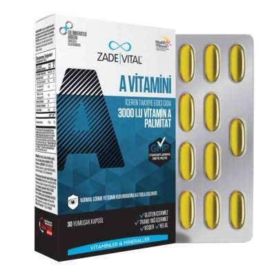 Zade Vital - Vitamin A 3000 IU Dietary Supplement for Vision & Immune Health - 30 Capsules
