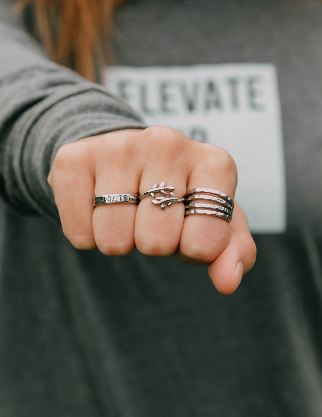 Elevated Faith Olive Branch Ring — back view