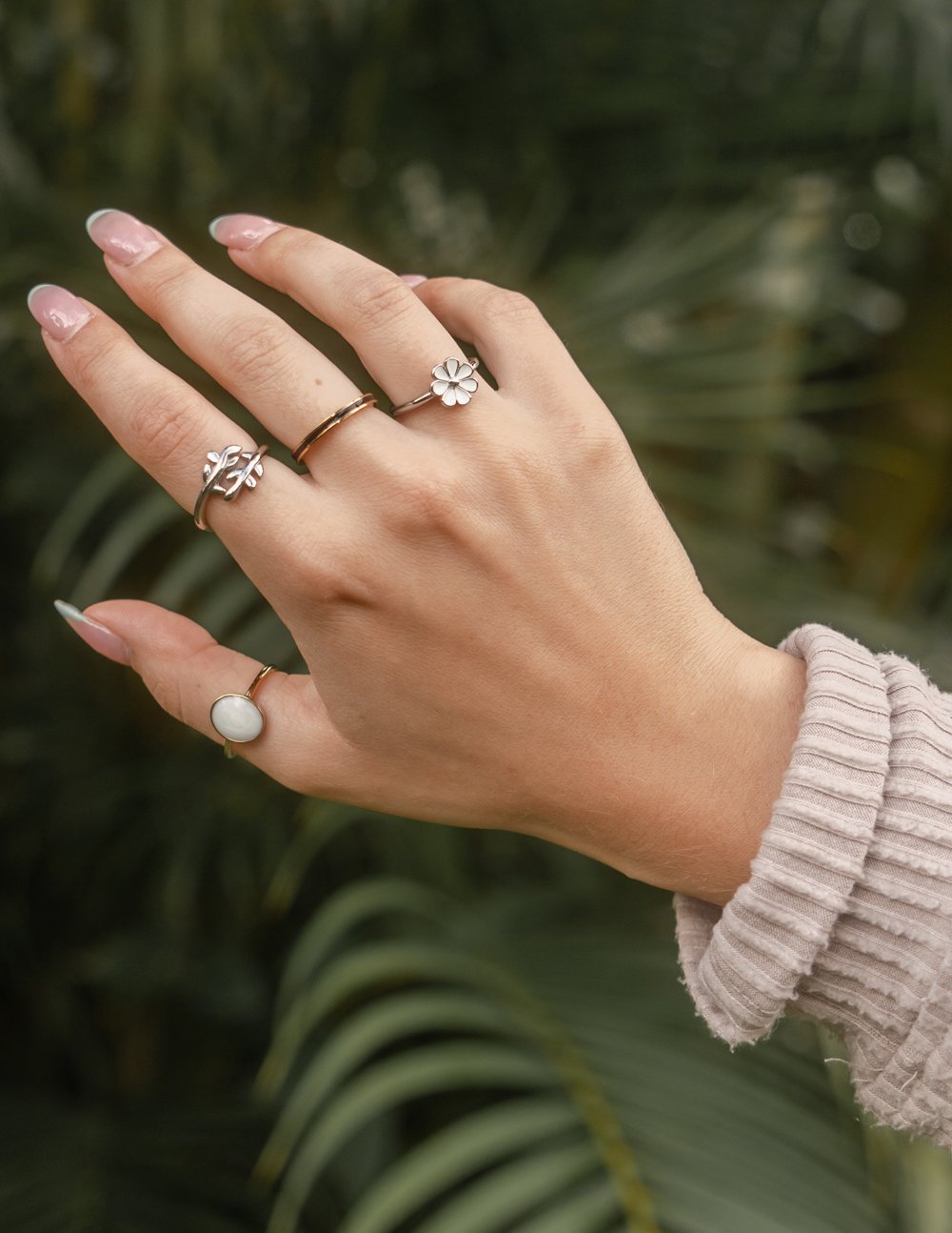 Elevated Faith Olive Branch Ring — detail close-up