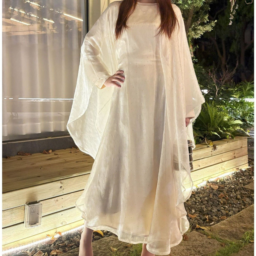 Mariam's Collection Olive Green Sequin Abaya Dress | Starry Night 2-Piece Maxi Dress with Flowing… — main product shot