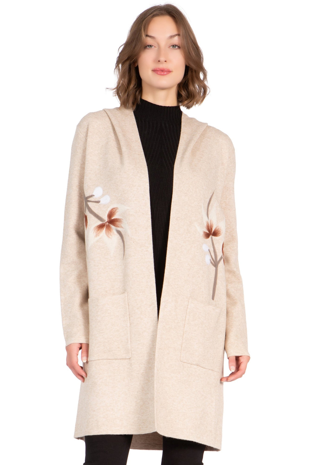 KADOU BOUTIQUE Cardigan Sweater with Hooded Collar — main product shot