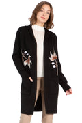 KADOU BOUTIQUE Cardigan Sweater with Hooded Collar — detail close-up