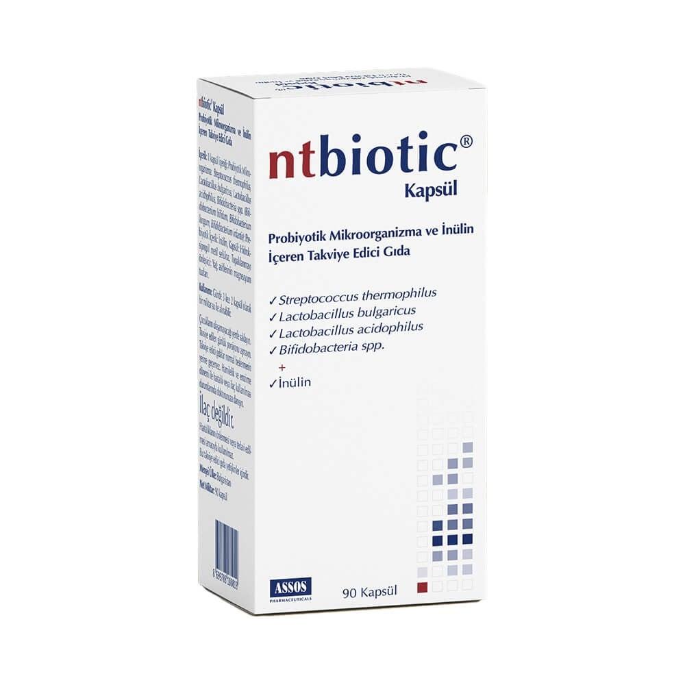 Assos Ntbiotic: Probiotic Supplement for Enhanced Gut & Digestive Health - Lactobacillus, Bifidobacteria & Inulin - 90 Capsules