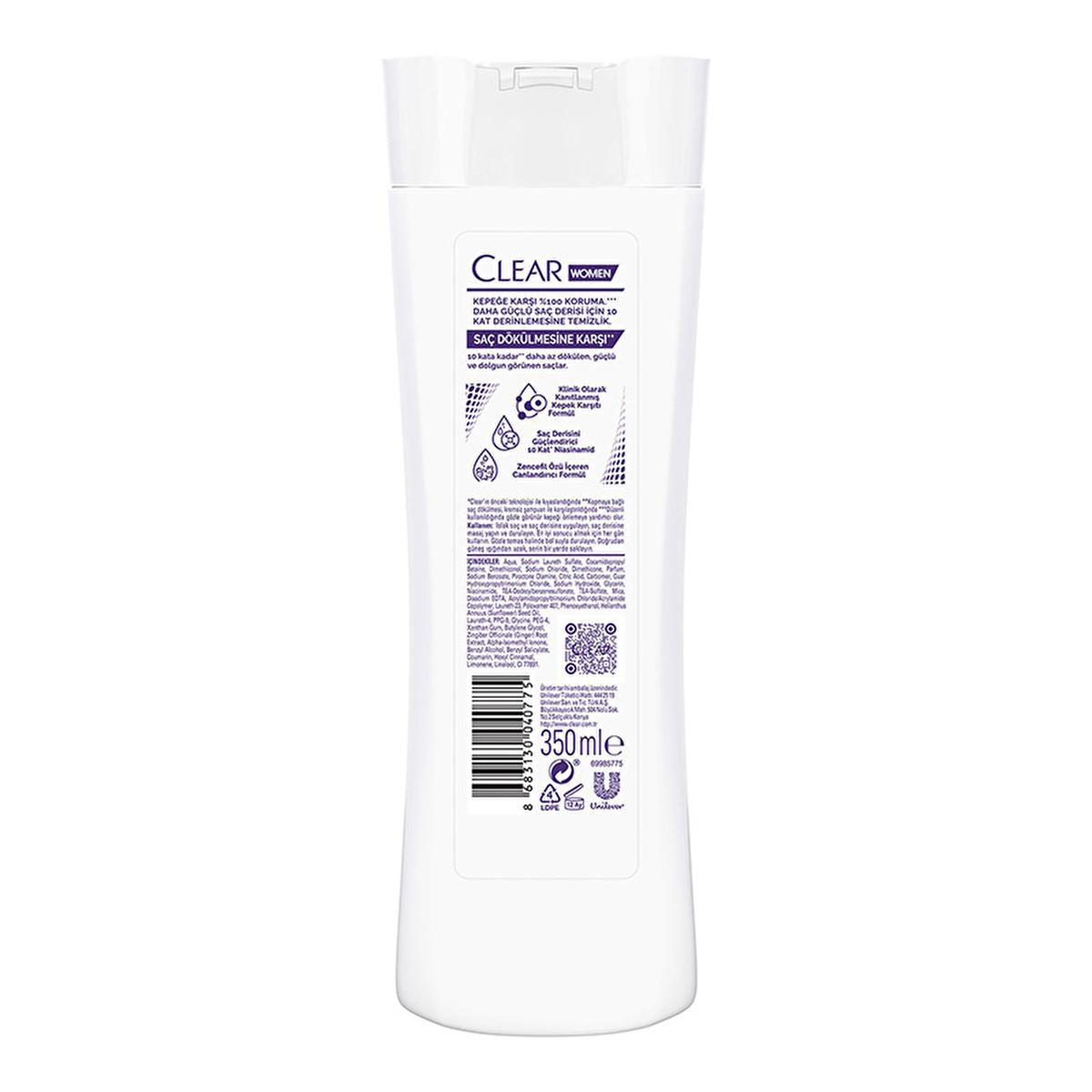 Clear Women Anti-Hair Loss Shampoo with Ginger Extract - Nourishing, Strengthens Hair, Reduces Hair Loss