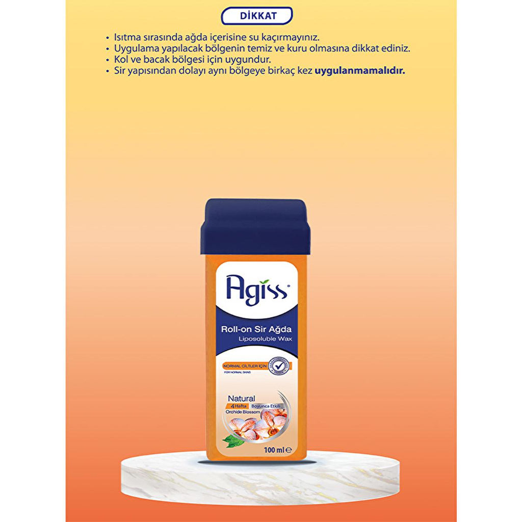 Agiss Natural Roll-On Wax: 100% Natural Resin for Easy, Sugar-Free Hair Removal on Normal Skin | Removes Short Hairs for Smooth Skin
