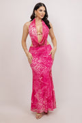 Orchid Halter Maxi Dress - Pink Floral Vacation Dress