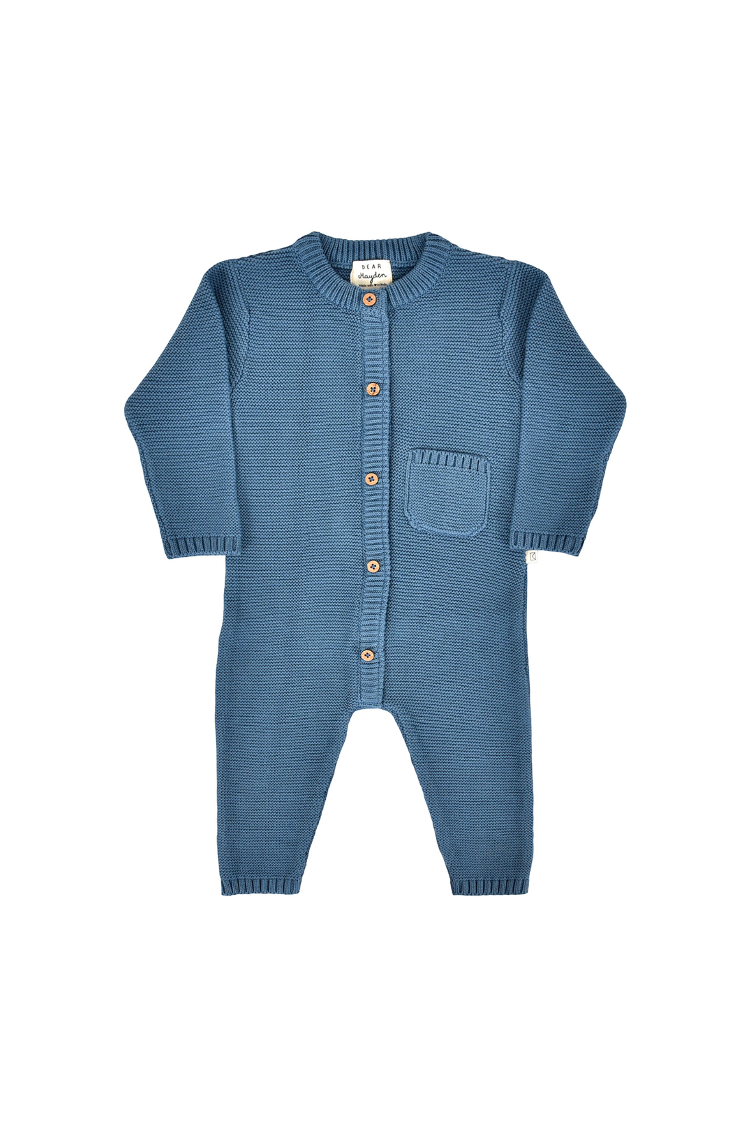 River Garter Stitch Romper in Bluestone