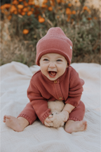 Knit Beanie in Rosewood