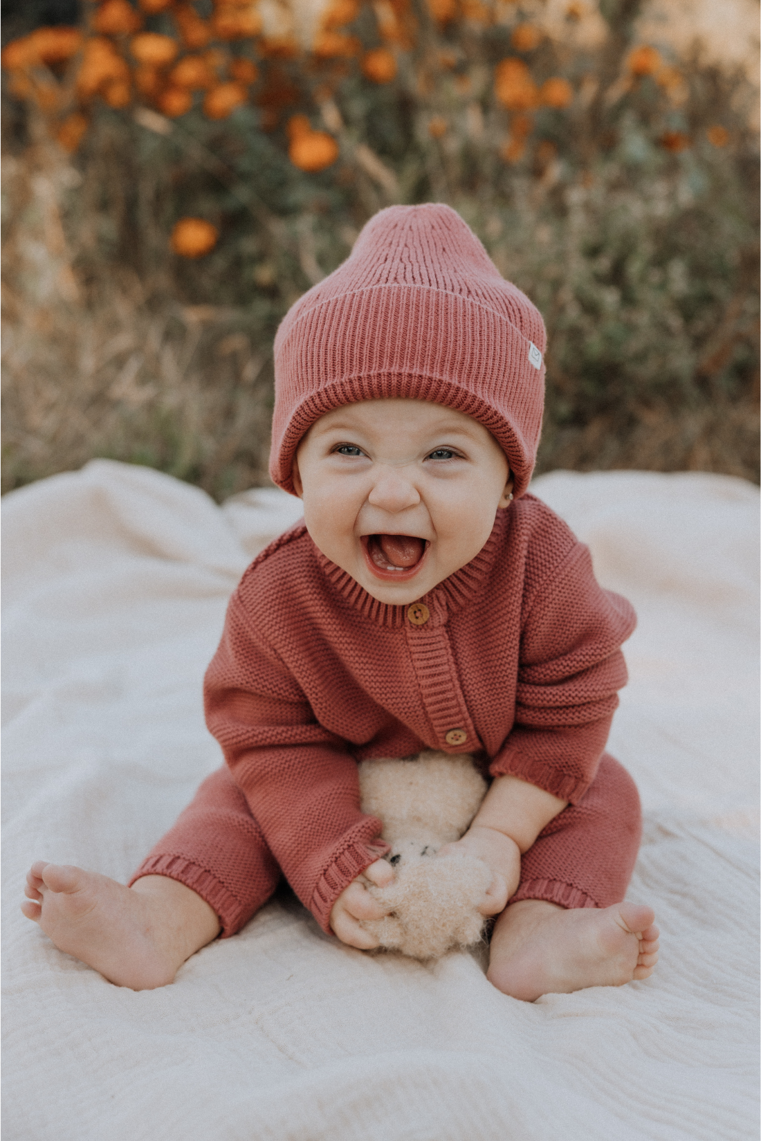 Knit Beanie in Rosewood