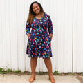 Princess Awesome & Boy Wonder Adult "Flight of Fancy" Origami Birds V-Neck A-Line Dress with Sleeves and Pockets — main product shot