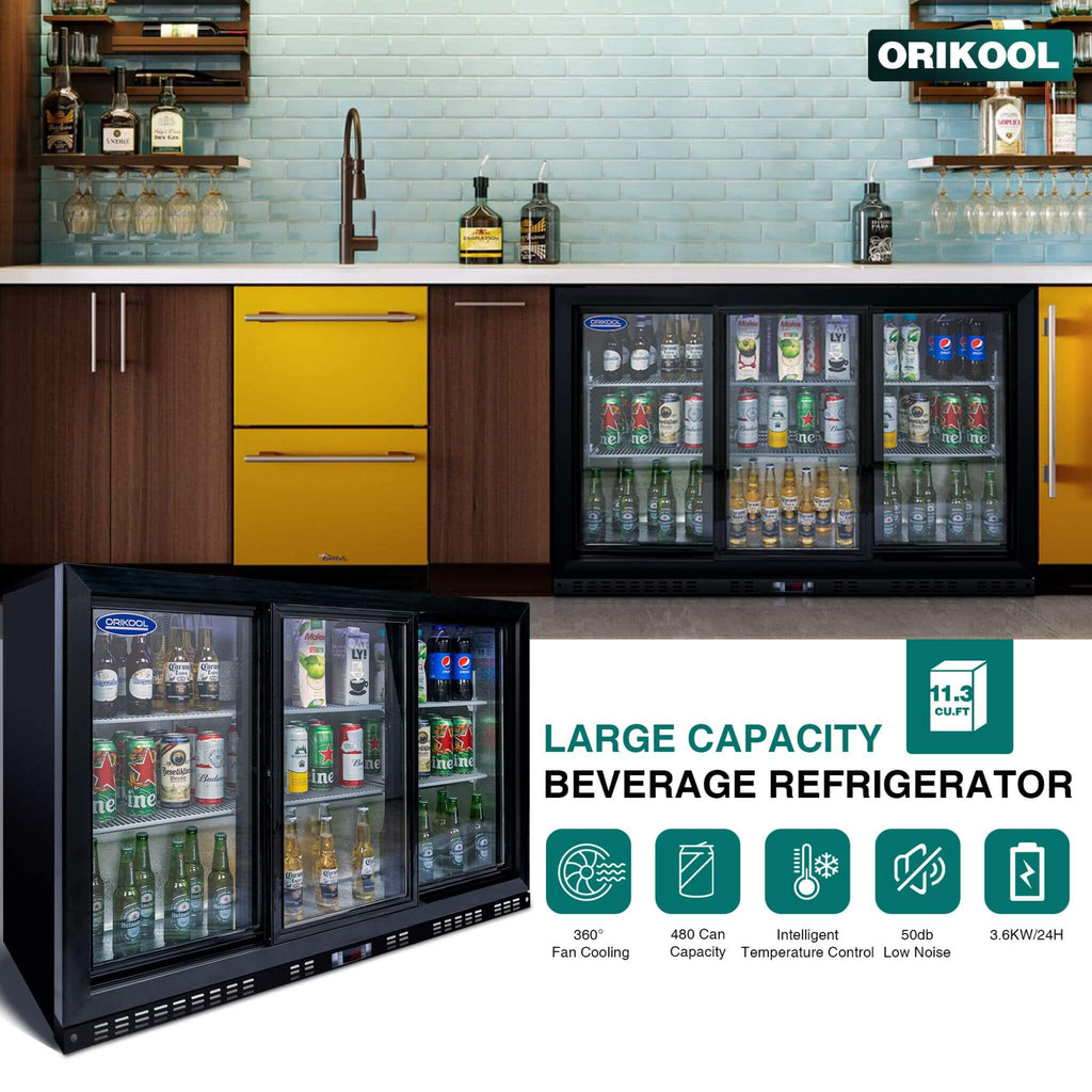 Orikool 53-Inch Energy Efficient Commercial Back Bar Drink Cooler With LED Lighting And 3 Glass Doors (SAK12097) – SAKSBY WHO
