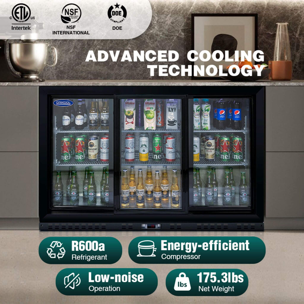 Orikool 53-Inch Energy Efficient Commercial Back Bar Drink Cooler With LED Lighting And 3 Glass Doors (SAK12097) – SAKSBY WHO