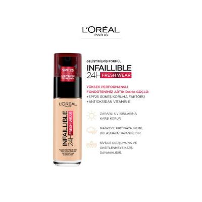 Loreal Paris Infaillible 24H Fresh Wear Foundation - Natural Rose Shade, Long Lasting Flawless Coverage Makeup
