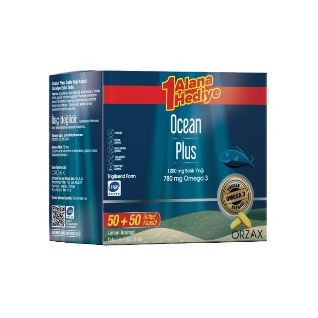 Orzax Omega-3 - Lemon Flavored Fish Oil, 100 Capsules, IFOS Certified
