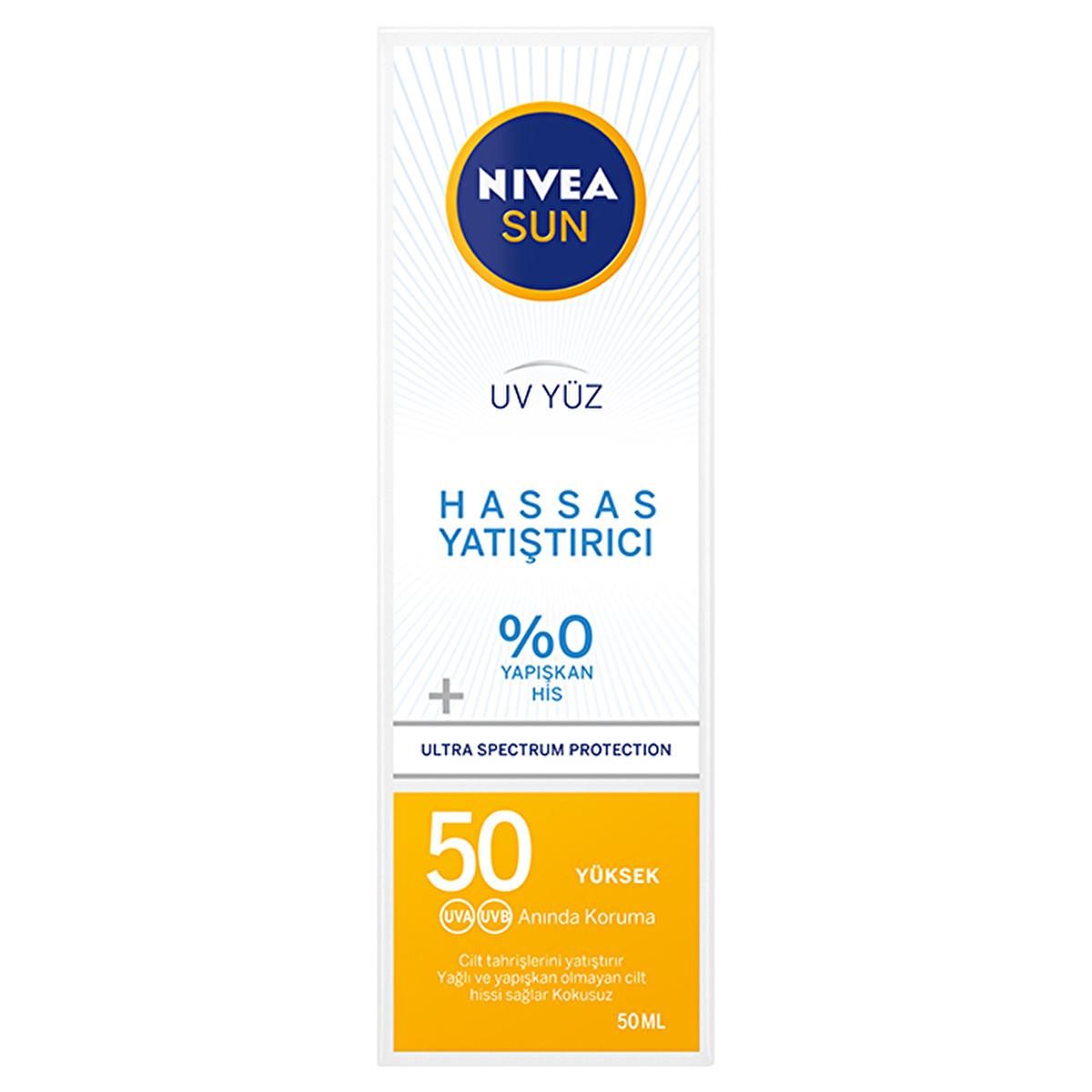 Nivea Sun SPF 50 Facial Sunscreen: High Protection, Moisturizing, Non-Greasy - Sensitive Skin Formula, UVA/UVB Defense - 1.69 fl oz