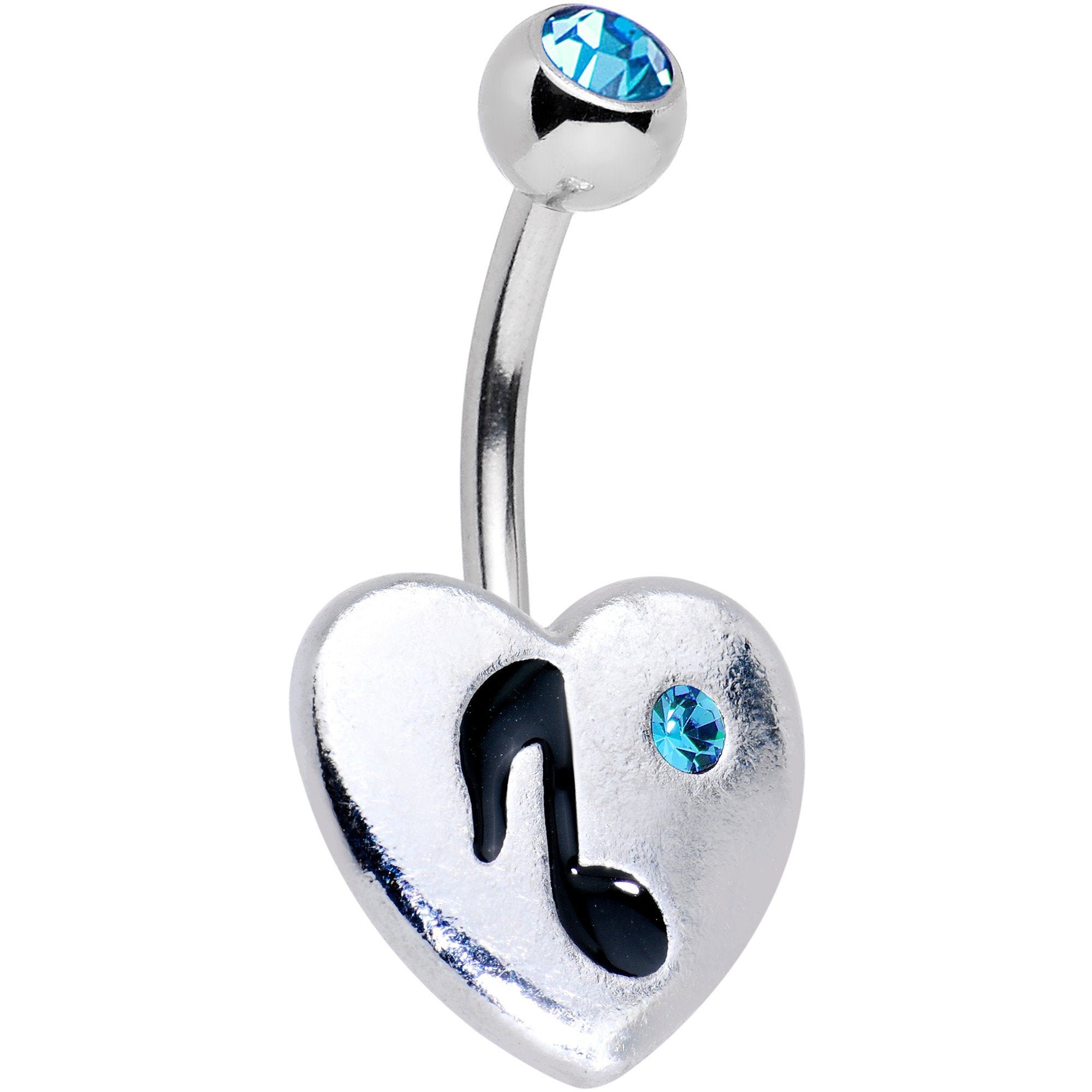 BodyCandy Aqua Gem I Heart Music Belly Ring — main product shot