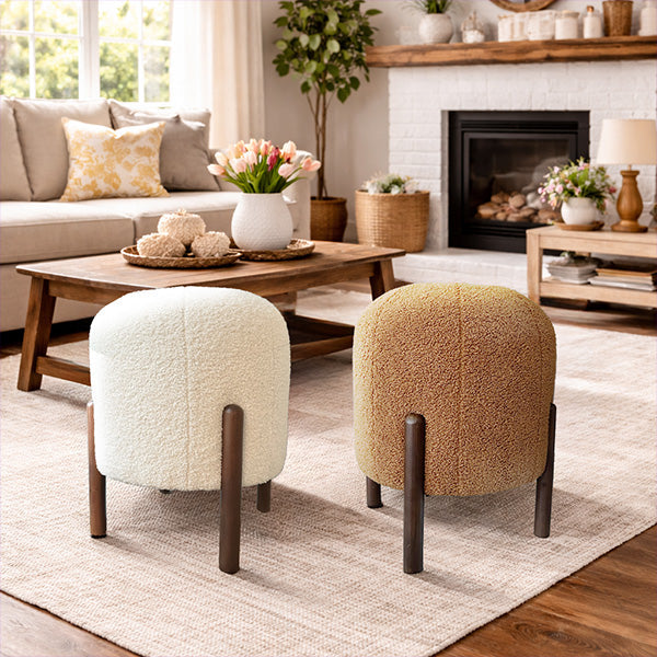 Decor Steals Plush Boucle Drum Ottoman, Choose Your Color — main product shot