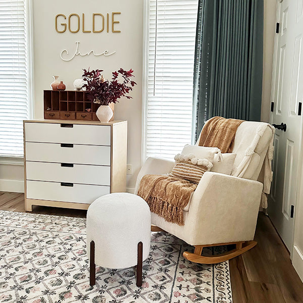 Decor Steals Plush Boucle Drum Ottoman, Choose Your Color — side view