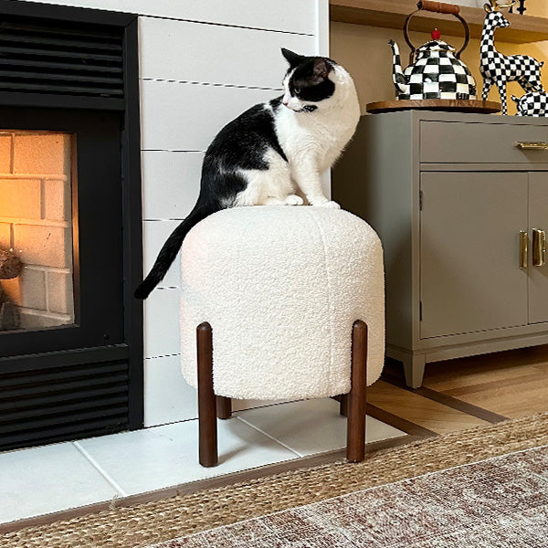 Decor Steals Plush Boucle Drum Ottoman, Choose Your Color — back view
