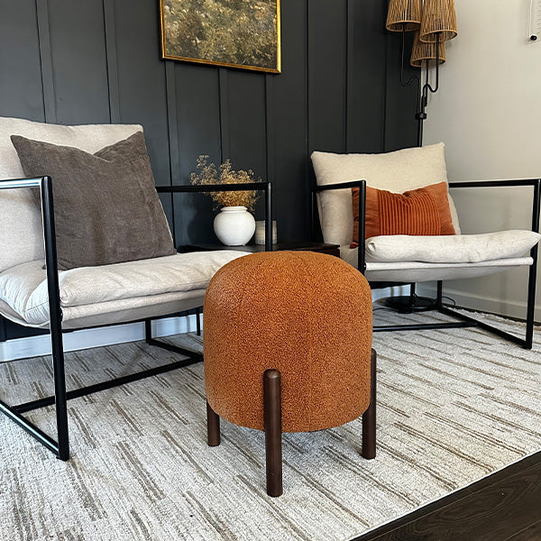 Decor Steals Plush Boucle Drum Ottoman, Choose Your Color — in-use photo