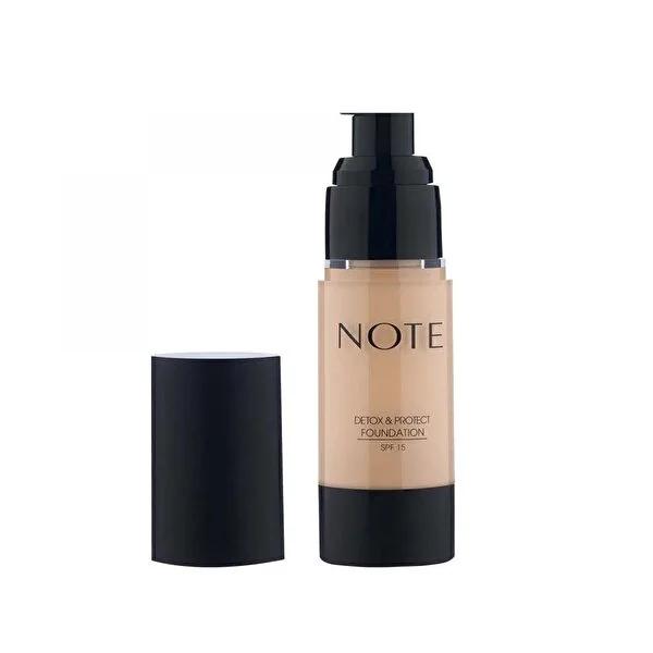 Note Detox & Protect Foundation - 01 Beige: Anti-Aging, Antioxidant, Medium Coverage, Satin Finish, Natural Radiant Foundation Makeup