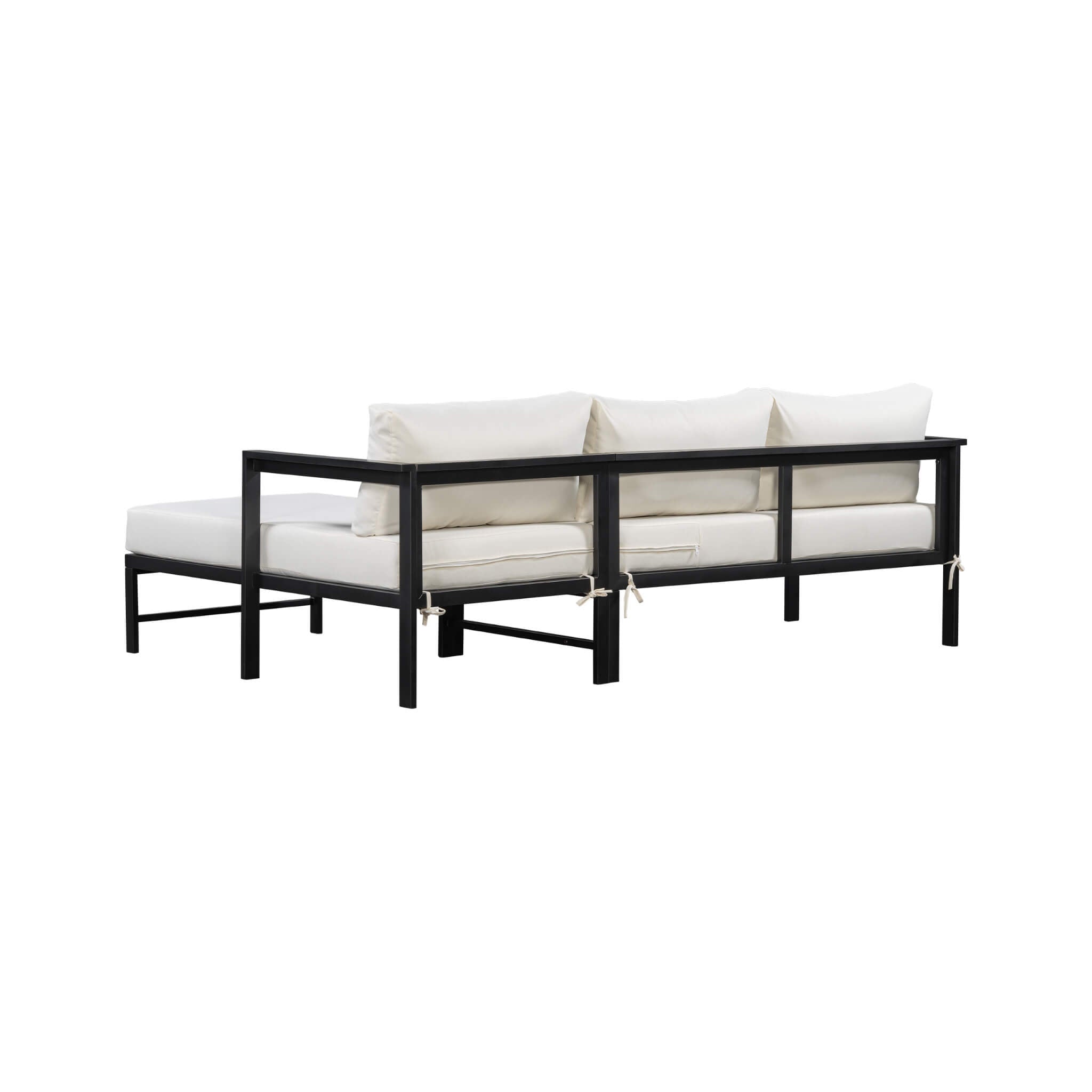 Alora Outdoor 3-Person L-Shaped Patio Sofa With Iron Frame And Thick Cushions [No Coffee Table] (SAK70213) – SAKSBY WHOLESALE