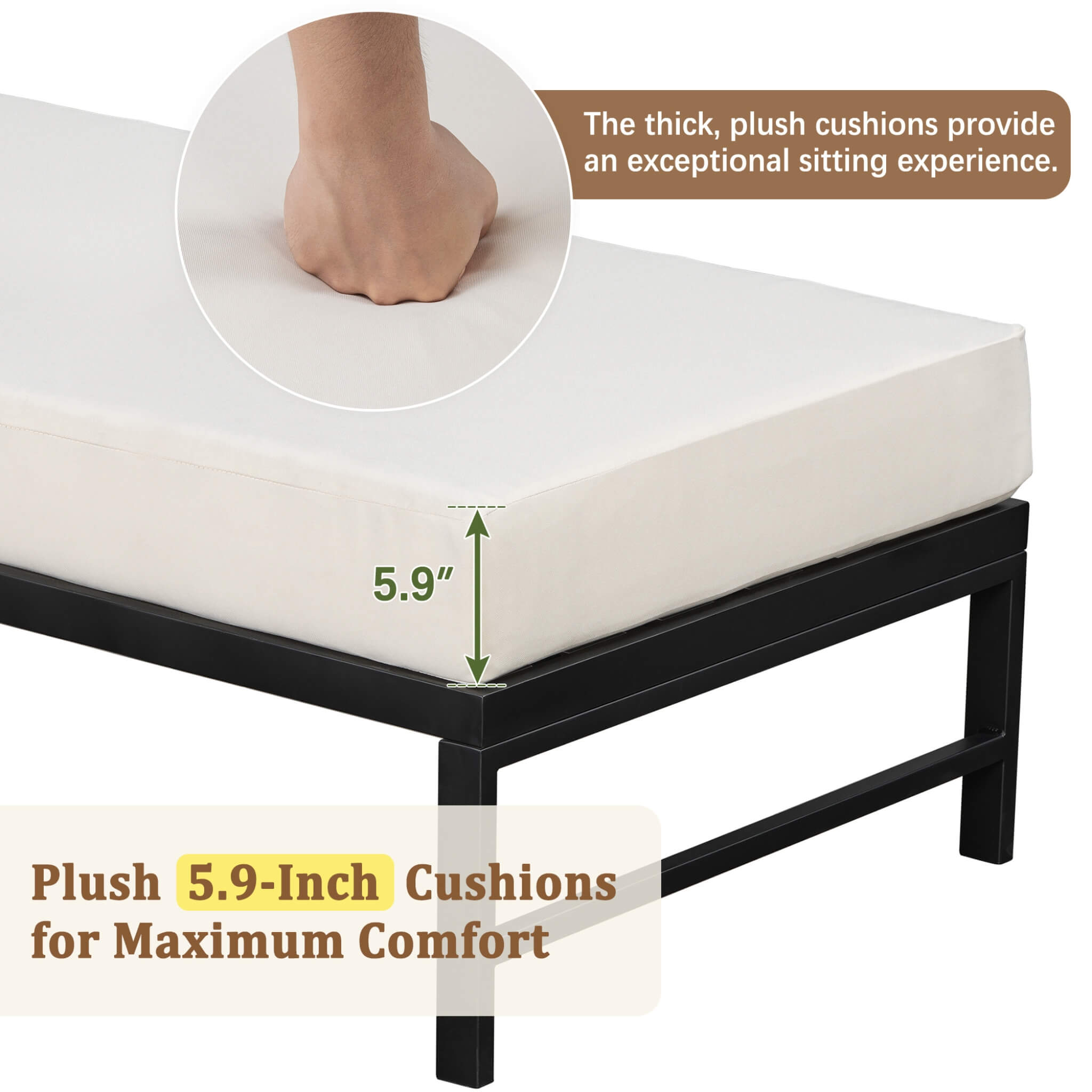 Alora Outdoor 3-Person L-Shaped Patio Sofa With Iron Frame And Thick Cushions [No Coffee Table] (SAK70213) – SAKSBY WHOLESALE