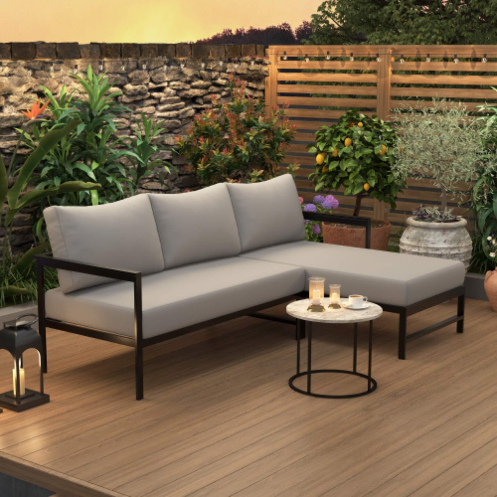 Alora Outdoor 3-Person L-Shaped Patio Sofa With Iron Frame And Thick Cushions [No Coffee Table] (SAK70213) – SAKSBY WHOLESALE