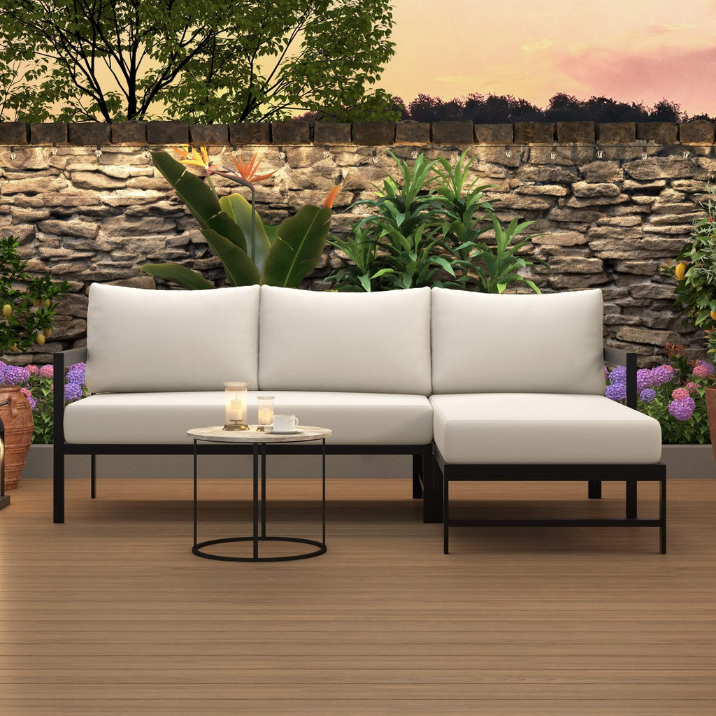 Alora Outdoor 3-Person L-Shaped Patio Sofa With Iron Frame And Thick Cushions [No Coffee Table] (SAK70213) – SAKSBY WHOLESALE